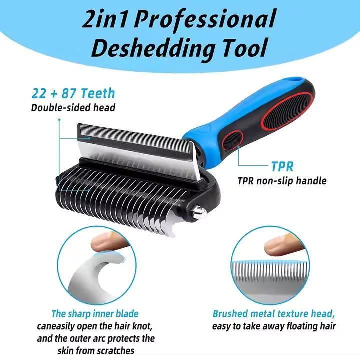2 in 1 Deshedding Grooming Undercoat Brush - Gravidaa -