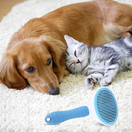 Dog & Cat Self Cleaning Slicker Brush – Grooming, Shedding & Hair Comb Tool - Gravidaa - 