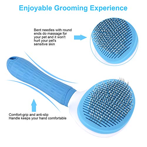 Dog & Cat Self Cleaning Slicker Brush – Grooming, Shedding & Hair Comb Tool - Gravidaa - 