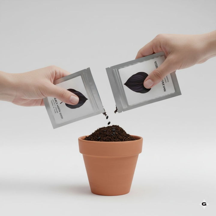 Rare Black Hosta Seeds – 30+ Premium Seeds + 100g Organic Pot Mix Starter Pack - Gravidaa - 