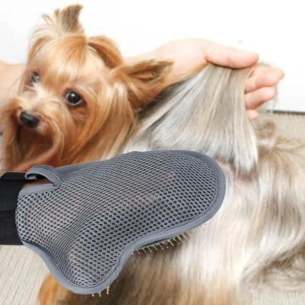 Stainless Steel Pet Grooming Glove - Gentle Deshedding Brush - Gravidaa -